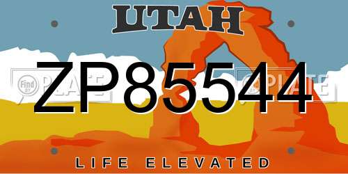 ZP85544 Utah License Plate