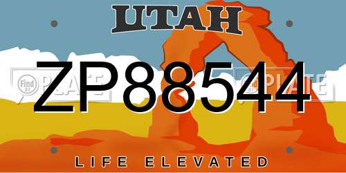 ZP88544 Utah License Plate
