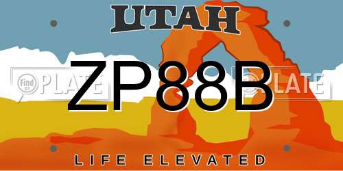 ZP88B Utah License Plate