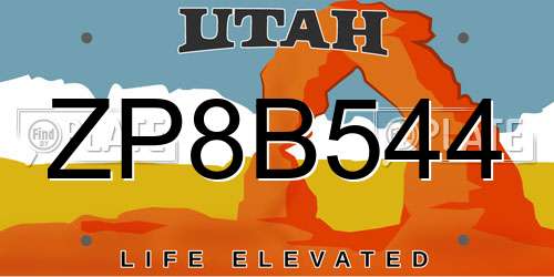 ZP8B544 Utah License Plate