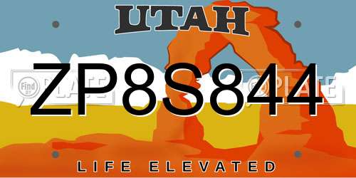 ZP8S844 Utah License Plate