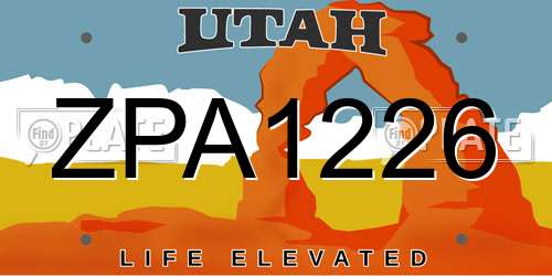 ZPA1226 Utah License Plate
