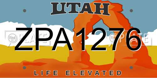 ZPA1276 Utah License Plate