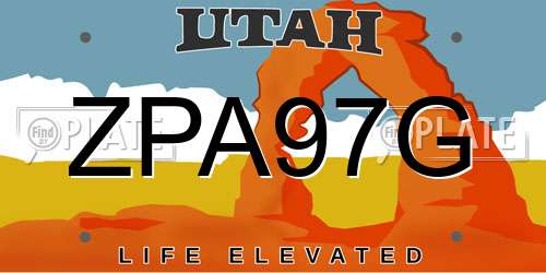 ZPA97G Utah License Plate