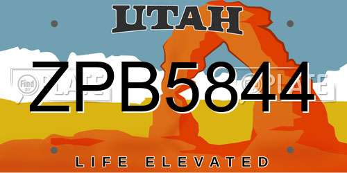 ZPB5844 Utah License Plate