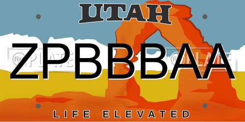 ZPBBBAA Utah License Plate