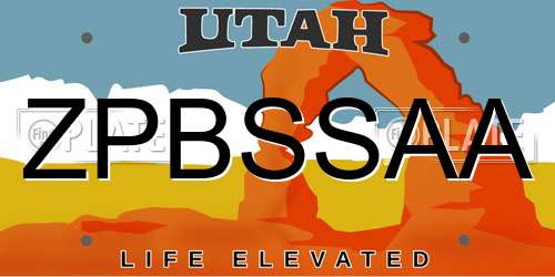 ZPBSSAA Utah License Plate