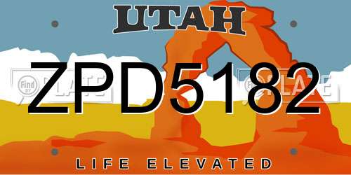 ZPD5182 Utah License Plate
