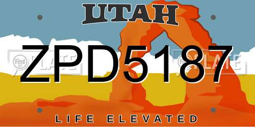 ZPD5187 Utah License Plate