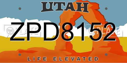 ZPD8152 Utah License Plate