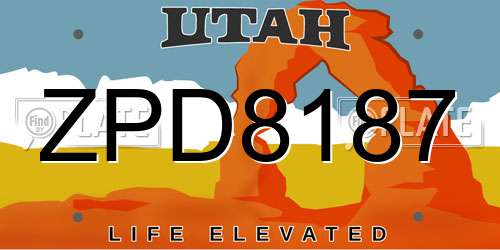 ZPD8187 Utah License Plate