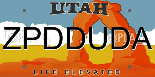 ZPDDUDA Utah License Plate