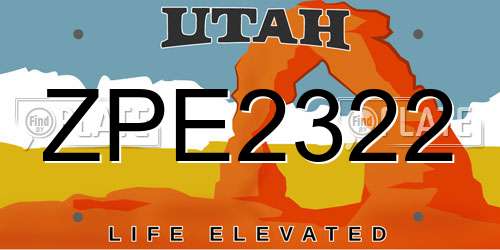 ZPE2322 Utah License Plate