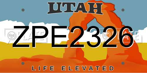 ZPE2326 Utah License Plate