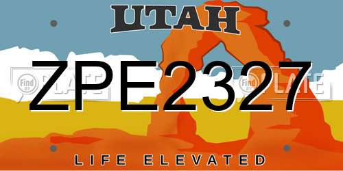 ZPE2327 Utah License Plate