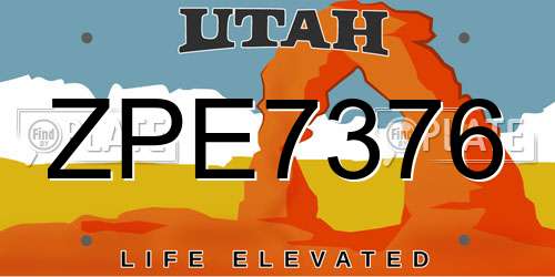 ZPE7376 Utah License Plate