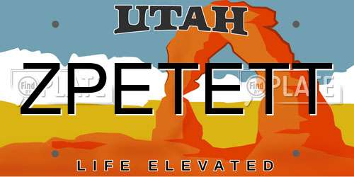 ZPETETT Utah License Plate