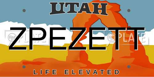 ZPEZETT Utah License Plate