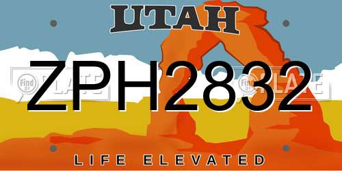ZPH2832 Utah License Plate