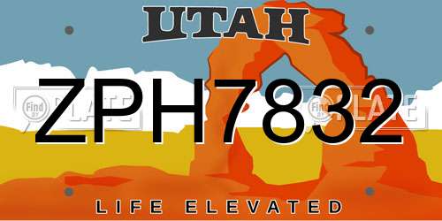 ZPH7832 Utah License Plate