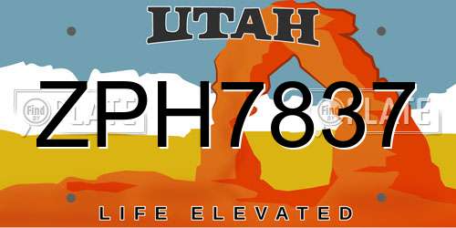 ZPH7837 Utah License Plate