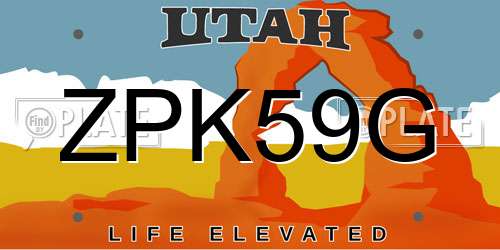 ZPK59G Utah License Plate
