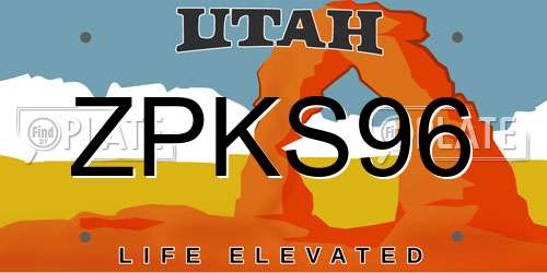 ZPKS96 Utah License Plate