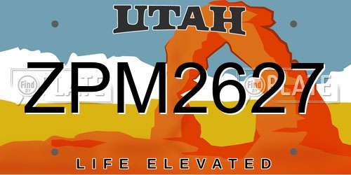 ZPM2627 Utah License Plate