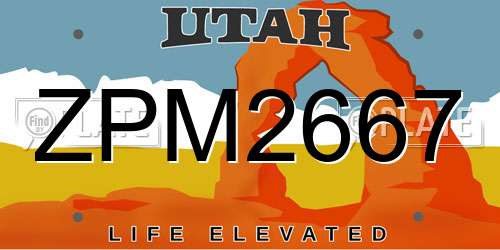 ZPM2667 Utah License Plate