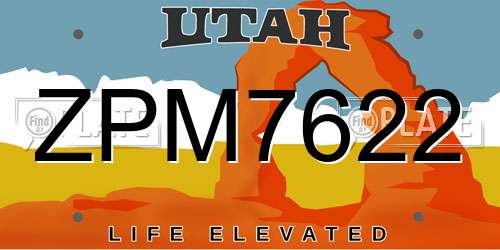ZPM7622 Utah License Plate
