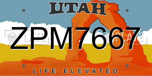 ZPM7667 Utah License Plate