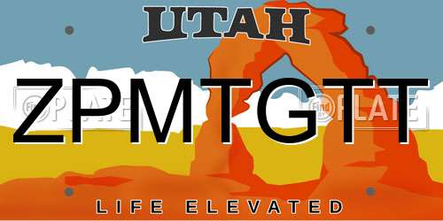 ZPMTGTT Utah License Plate