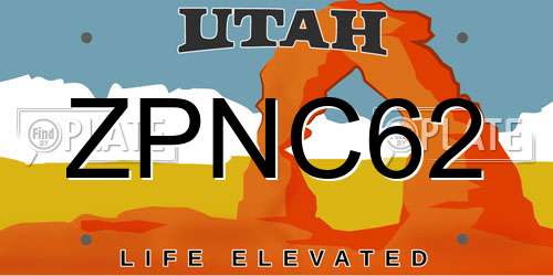 ZPNC62 Utah License Plate