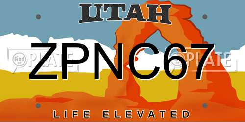 ZPNC67 Utah License Plate