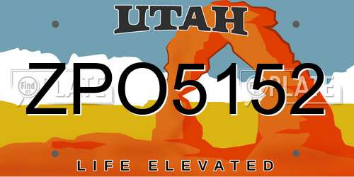 ZPO5152 Utah License Plate