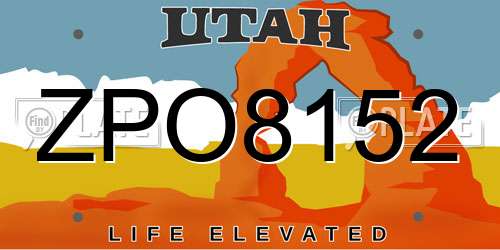 ZPO8152 Utah License Plate