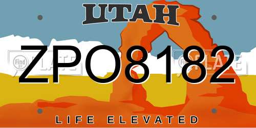 ZPO8182 Utah License Plate