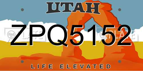 ZPQ5152 Utah License Plate