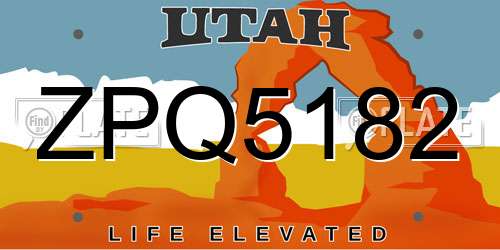 ZPQ5182 Utah License Plate