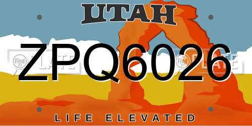 ZPQ6026 Utah License Plate