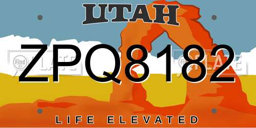 ZPQ8182 Utah License Plate