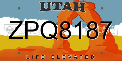 ZPQ8187 Utah License Plate