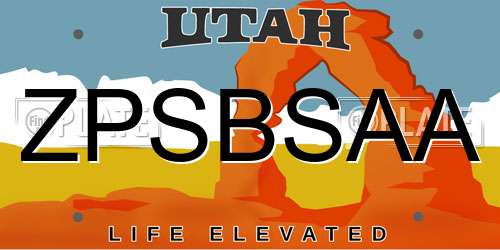 ZPSBSAA Utah License Plate