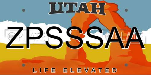 ZPSSSAA Utah License Plate