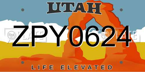 ZPY0624 Utah License Plate