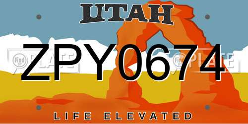 ZPY0674 Utah License Plate