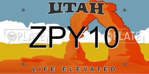 ZPY10 Utah License Plate