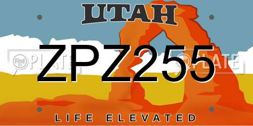 ZPZ255 Utah License Plate