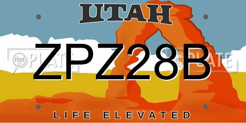 ZPZ28B Utah License Plate