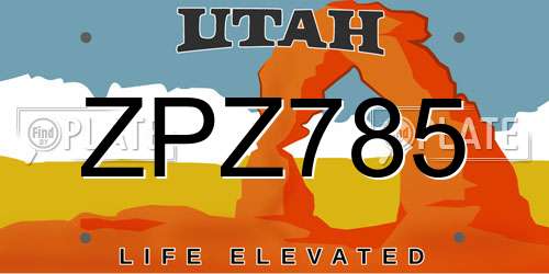 ZPZ785 Utah License Plate